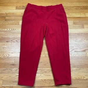 Lands End Serious Sweats Sweatpants Women L Red Tapered Cozy Gorpcore Loungewear